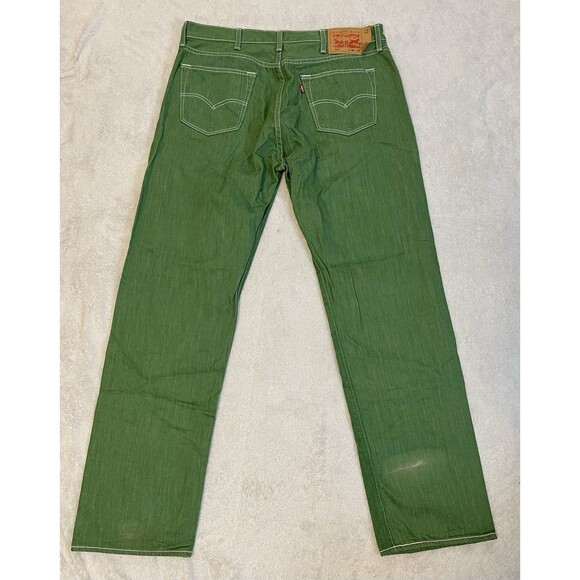 Levis Mens 501 Original Shrink to Fit Jean Green 38x34 White Stitch Button Fly - Picture 8 of 16